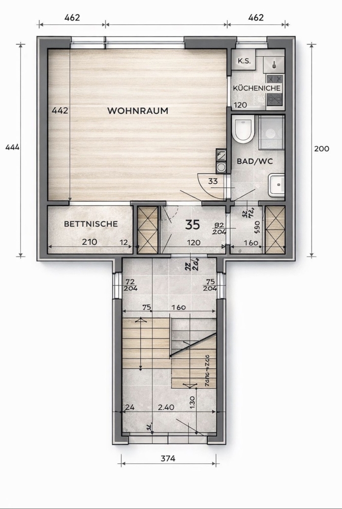 Grundriss Etagenwohnung Hamburg / Meiendorf