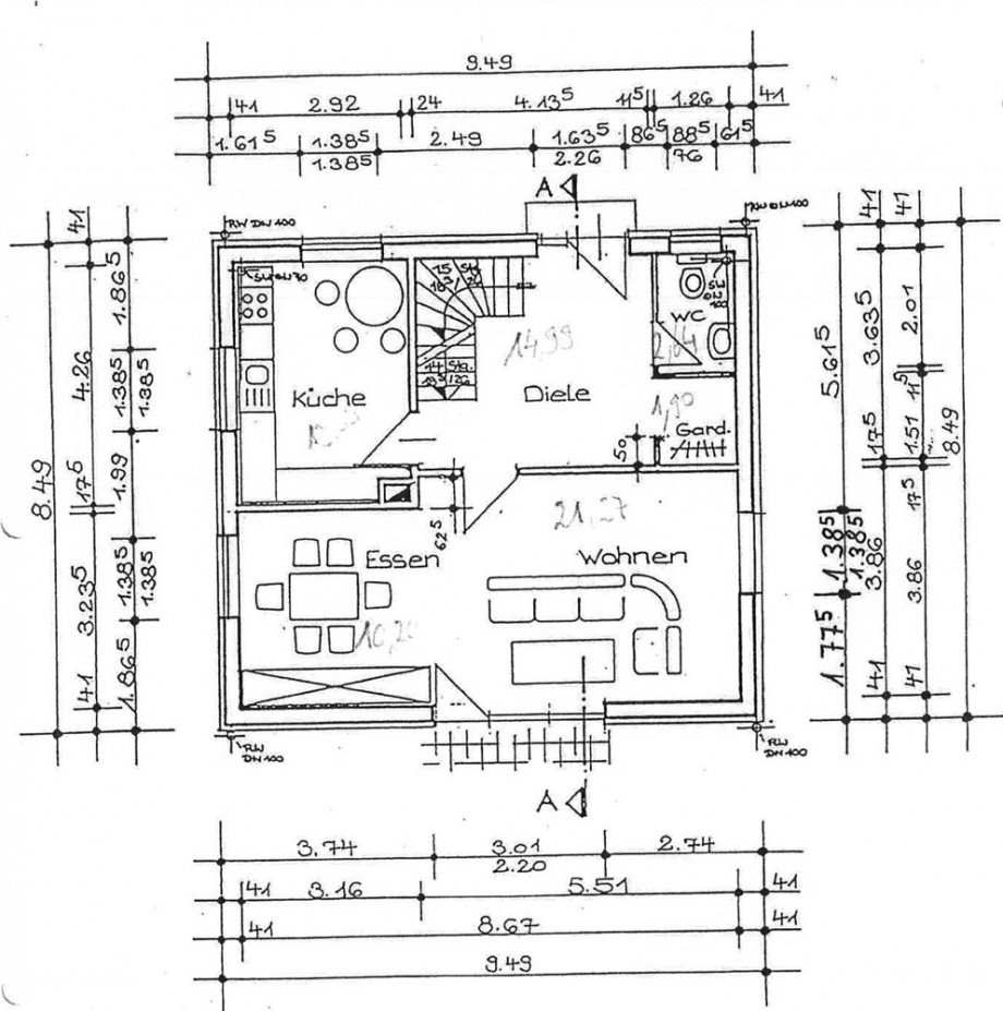 Grundriss Erdgeschoss Zweifamilienhaus Escheburg