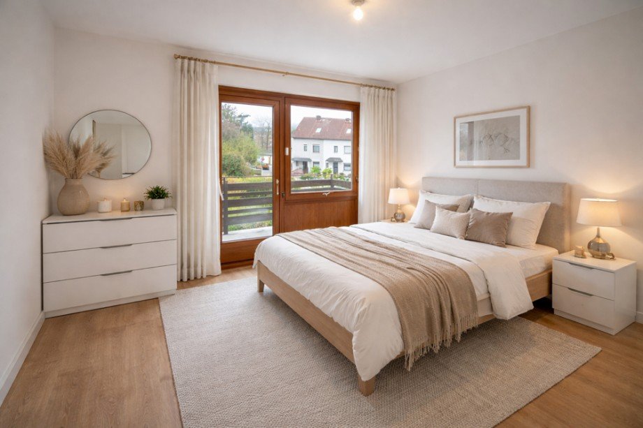 Einrichtungsbeispiel nach Sanierung/ Schlafzimmer Reihenhaus Hamburg Rahlstedt
