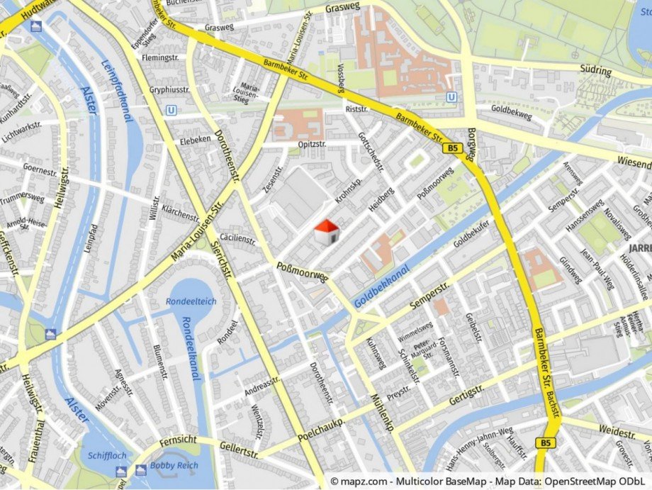 Kartenausschnitt Etagenwohnung Hamburg Winterhude