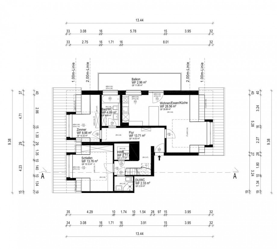 Grundriss OG Maisonettewohnung Hamburg
