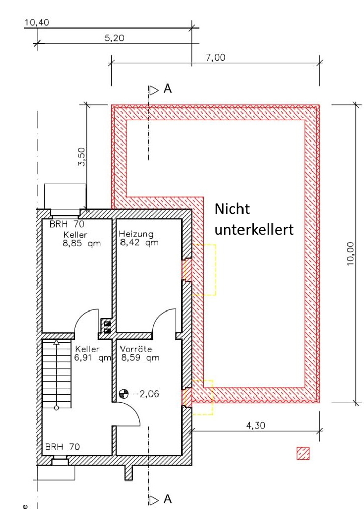 Grundriss Keller Doppelhaush�lfte Hamburg