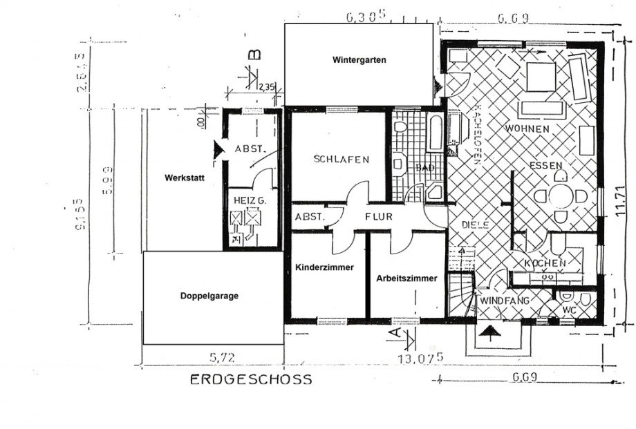 Grundriss Erdgeschoss - bearbeitet Einfamilienhaus Gr�nendeich
