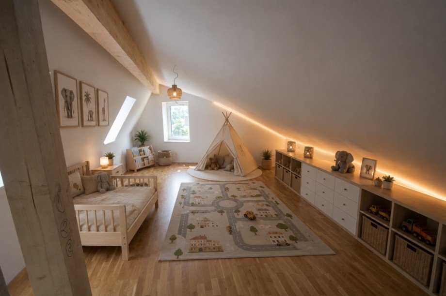 Kinderzimmer Einrichtungsbeispiel Dachgeschosswohnung Hamburg
