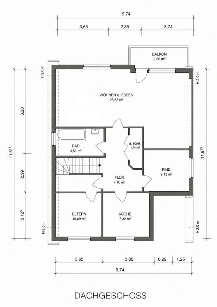 Grundriss DG Zweifamilienhaus Hamburg / Tonndorf
