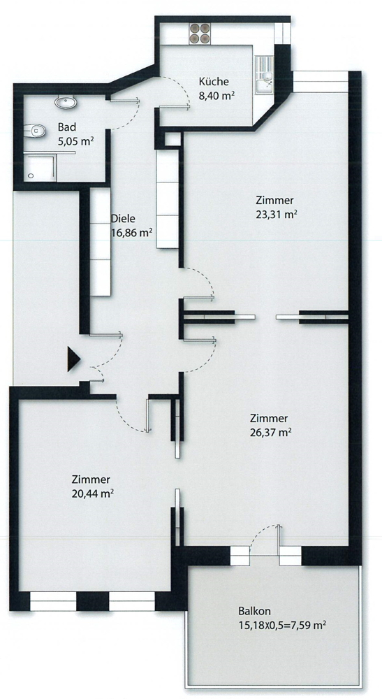 Grundriss Etagenwohnung Hamburg Harvestehude